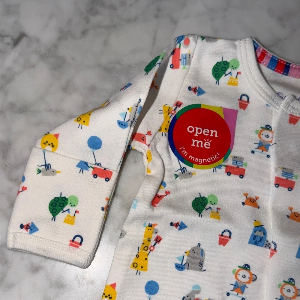 NWT Magnetic Me White Multicolor Organic Cotton Footie Preemie